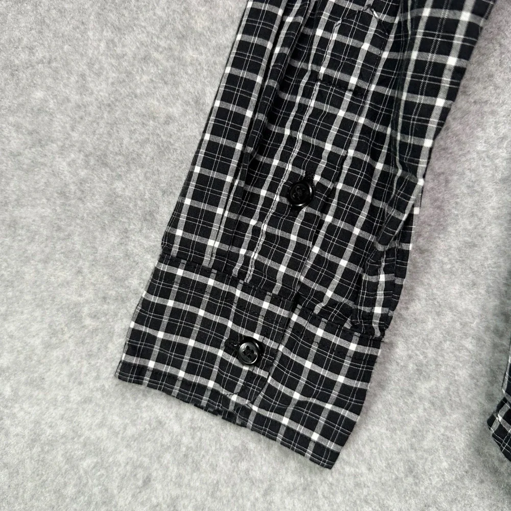 Ralph Lauren Boys Large 14-16 Black White Plaid Button Down Long Sleeve Shirt‎